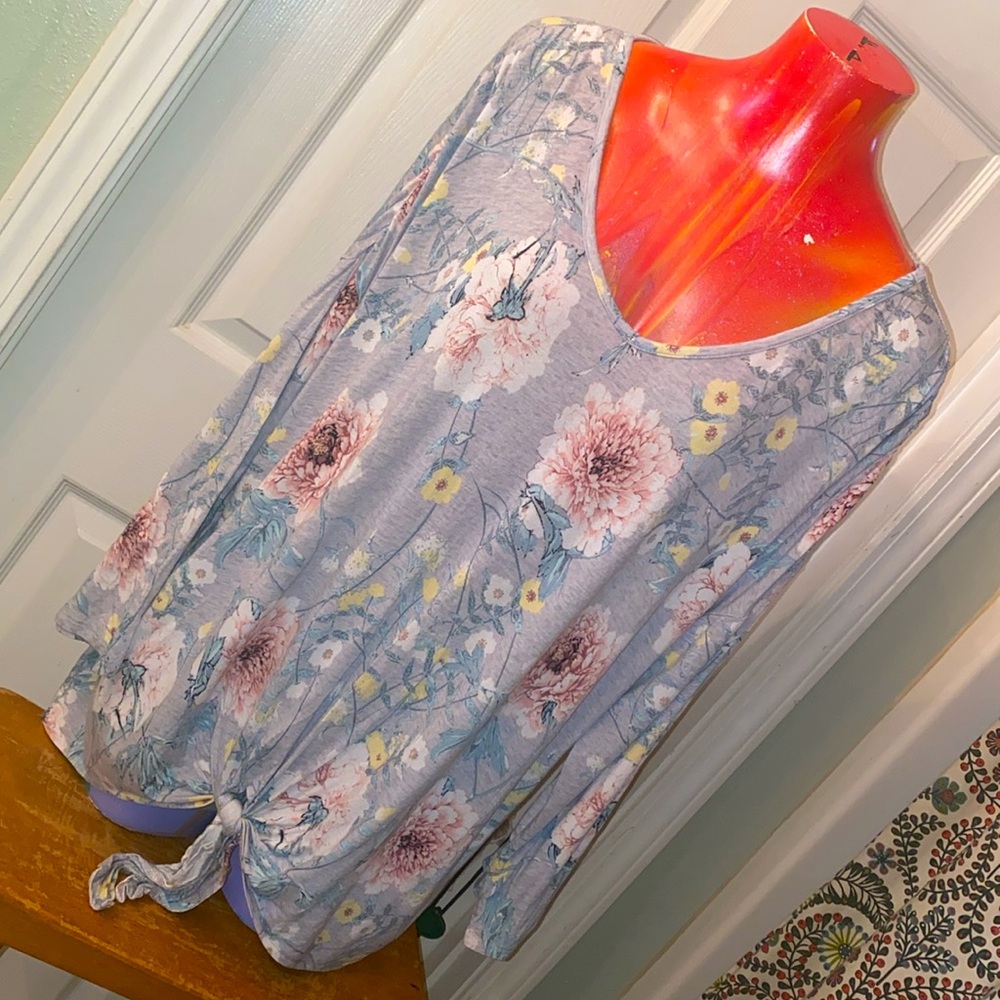 CATO Knot Tie up Floral Print Women's Top